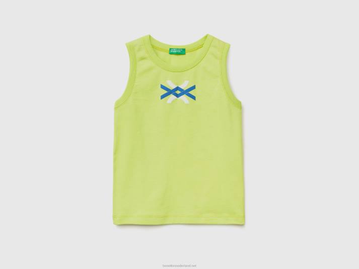 kinderen Benetton tanktop van 100% biologisch katoen met logo Neon groen 4R622228