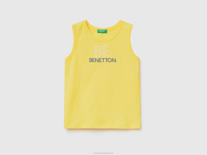 kinderen Benetton tanktop van 100% biologisch katoen met logo geel 4R622152