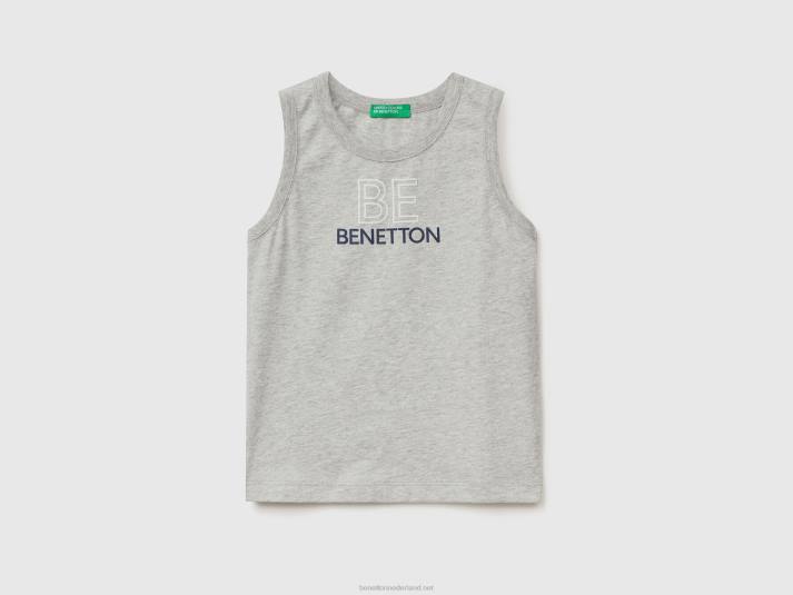 kinderen Benetton tanktop van 100% biologisch katoen met logo lichtgrijs 4R622226