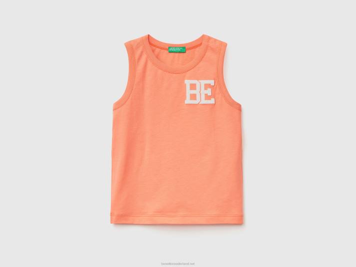 kinderen Benetton tanktop van 100% biologisch katoen met logo oranje 4R622129