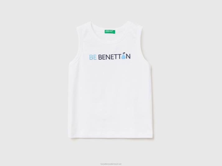 kinderen Benetton tanktop van 100% biologisch katoen met logo wit 4R625075