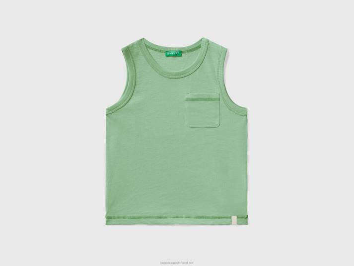 kinderen Benetton tanktop van gerecyclede stof met zak licht groen 4R622142