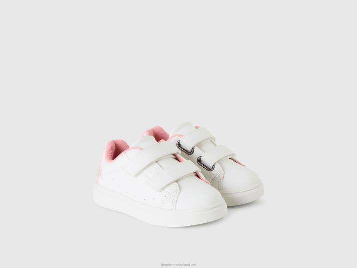 kinderen Benetton lage veterschoenen met bandjes wit 4R623054