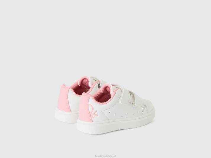 kinderen Benetton lage veterschoenen met bandjes wit 4R623054