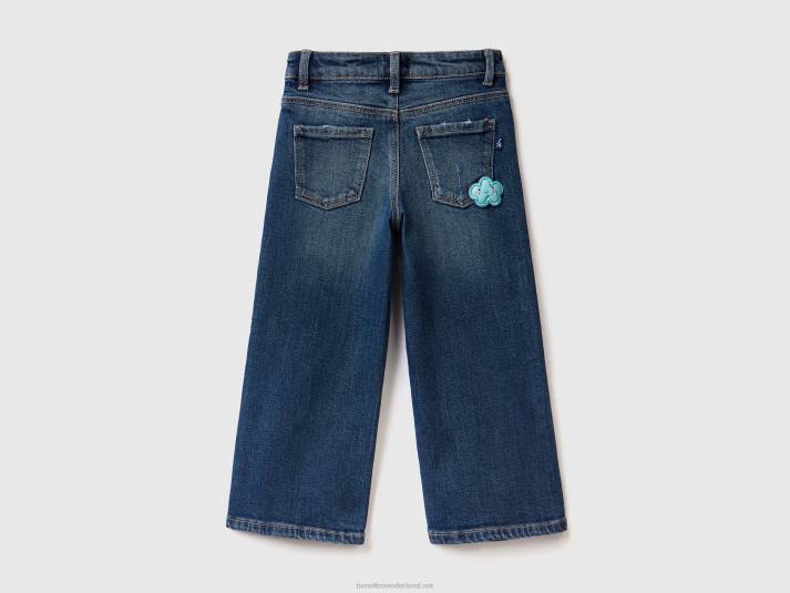 kinderen Benetton jeans met wijde pasvorm blauw 4R623032