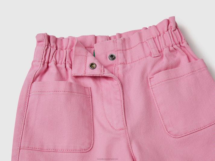 kinderen Benetton paperbag broek roze 4R625700