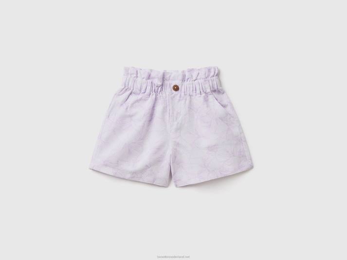 kinderen Benetton paperbag short van linnenmix wit 4R622994