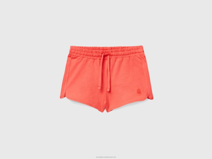 kinderen Benetton short met trekkoord van biologisch katoen rood koraal 4R623042