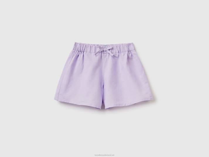 kinderen Benetton short van linnenmix lila 4R623009