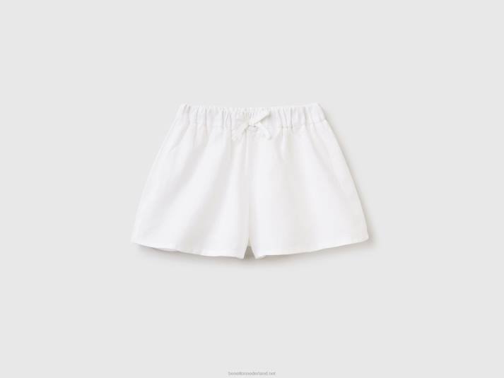 kinderen Benetton short van linnenmix wit 4R623031