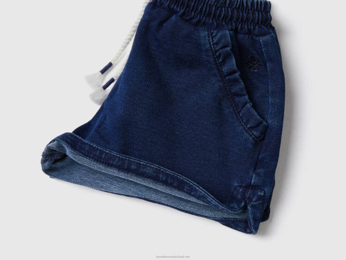 kinderen Benetton sweat bermuda's in denimlook blauw 4R623039