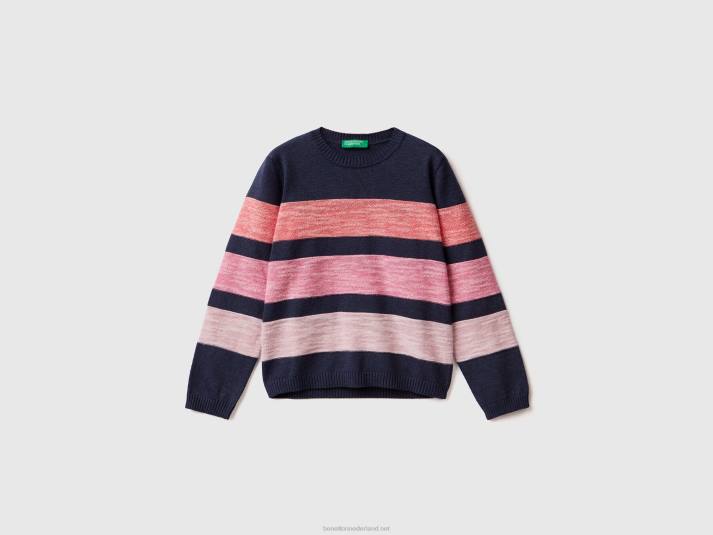 kinderen Benetton gestreepte trui van katoenmix blauw 4R623449