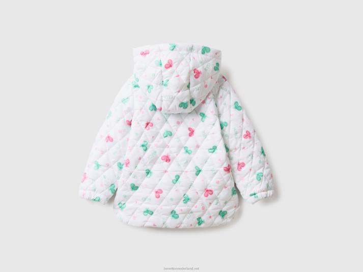 kinderen Benetton gedessineerde jas met capuchon wit 4R622827
