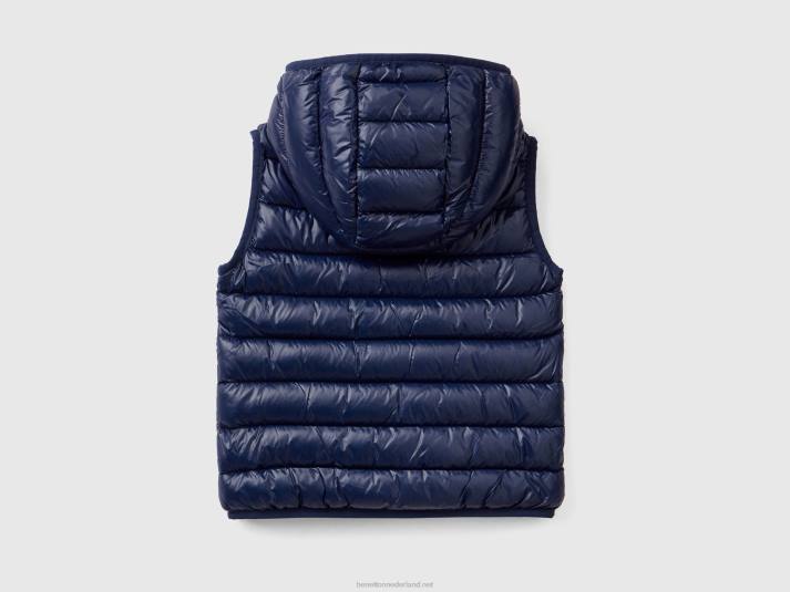 kinderen Benetton gewatteerde jas met capuchon donkerblauw 4R622830