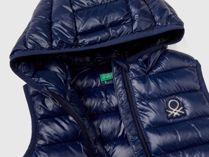 kinderen Benetton gewatteerde jas met capuchon donkerblauw 4R622830