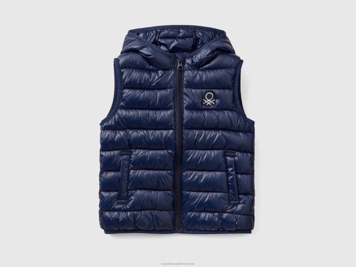 kinderen Benetton gewatteerde jas met capuchon donkerblauw 4R625534