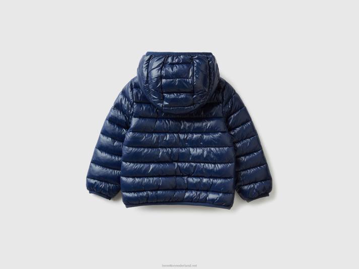 kinderen Benetton gewatteerde jas met capuchon donkerblauw 4R625544
