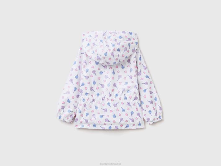 kinderen Benetton "rain defender" jack met patroon wit 4R625546