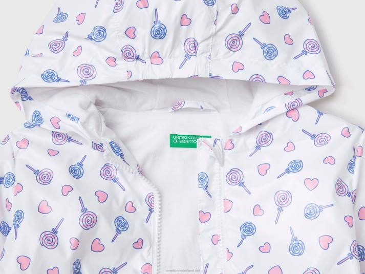 kinderen Benetton "rain defender" jack met patroon wit 4R625546