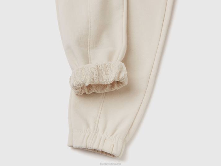 kinderen Benetton joggingbroek van gerecyclede stof romig wit 4R623034