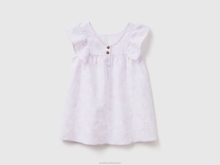 kinderen Benetton jurk met patroon van linnenmix wit 4R622941
