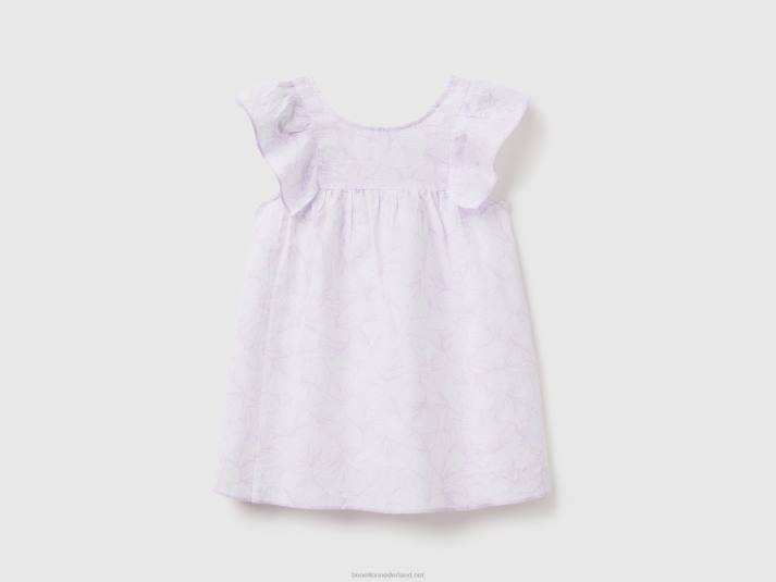 kinderen Benetton jurk met patroon van linnenmix wit 4R625657