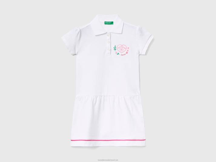 kinderen Benetton korte jurk in polostijl wit 4R622948