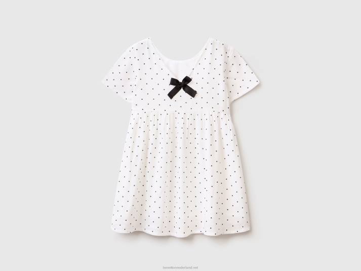 kinderen Benetton stippenjurk van duurzame viscose wit 4R622938