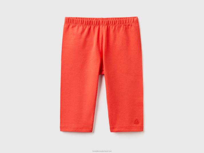 kinderen Benetton 3/4 legging van stretchkatoen rood koraal 4R622983