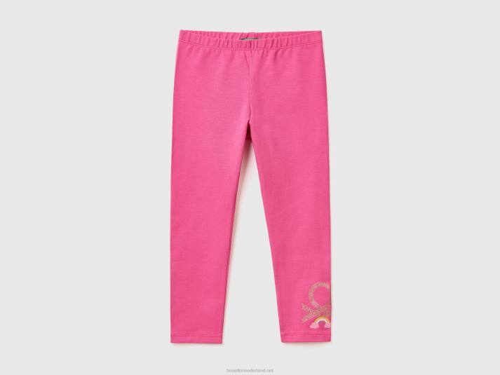 kinderen Benetton legging met glitterprint fuchsia 4R622977