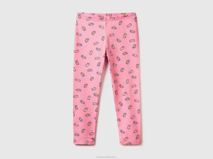 kinderen Benetton legging van stretchkatoen met patroon roze 4R622973