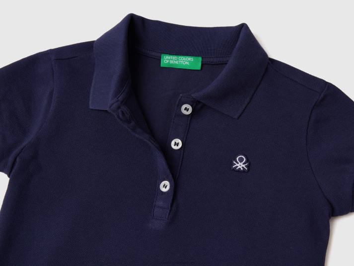 kinderen Benetton regular fit polo van biologisch katoen donkerblauw 4R622891