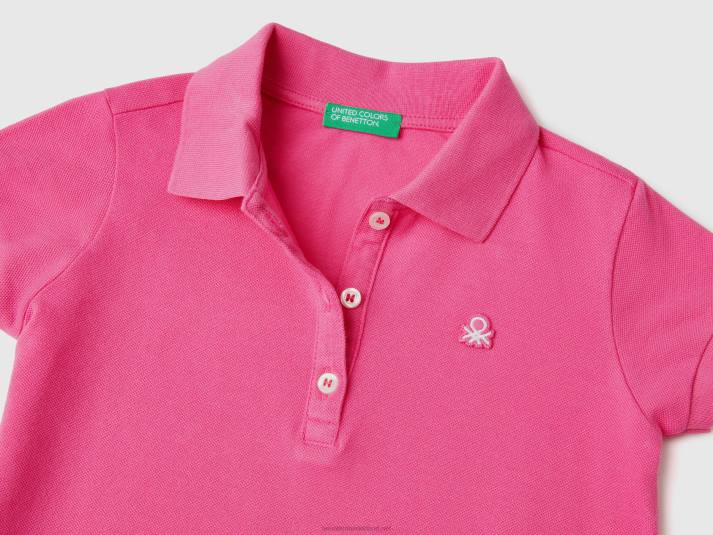 kinderen Benetton regular fit polo van biologisch katoen fuchsia 4R625582