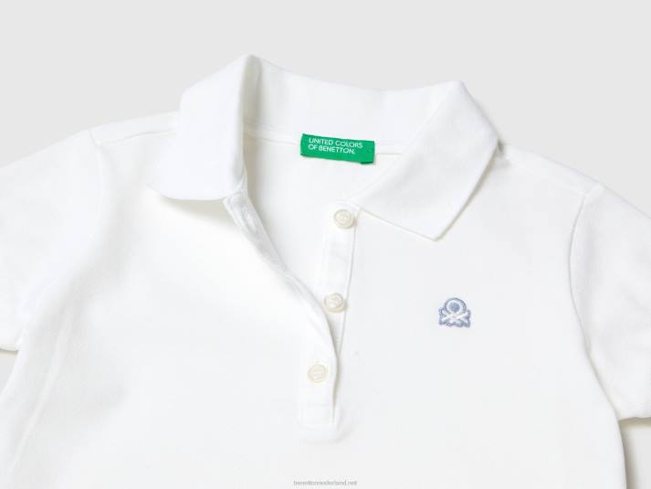 kinderen Benetton regular fit polo van biologisch katoen wit 4R622844