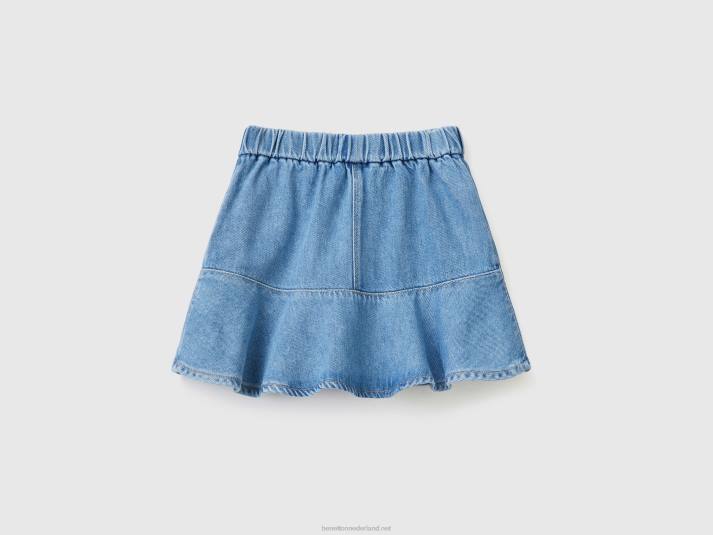 kinderen Benetton denim minirok met ruches blauw 4R625729