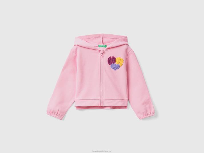 kinderen Benetton cropped hoodie met borduursel roze 4R622916