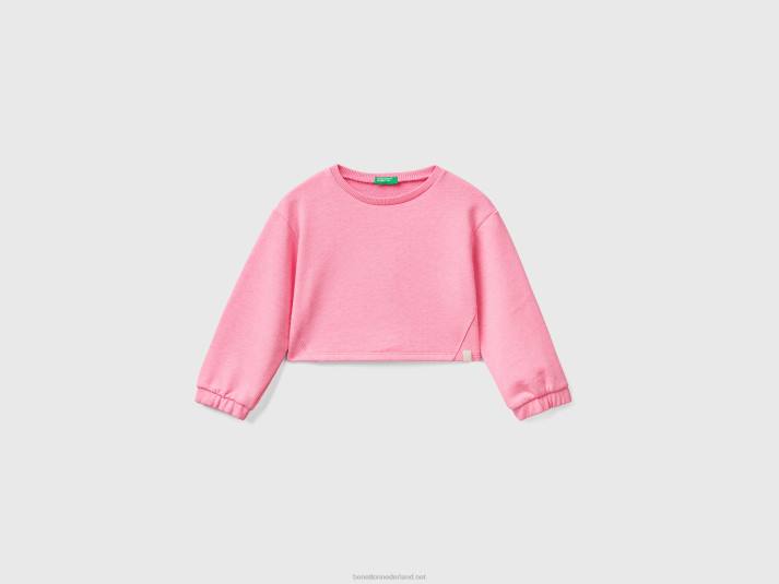 kinderen Benetton cropped sweatshirt van gerecyclede stof Neon roze 4R625634