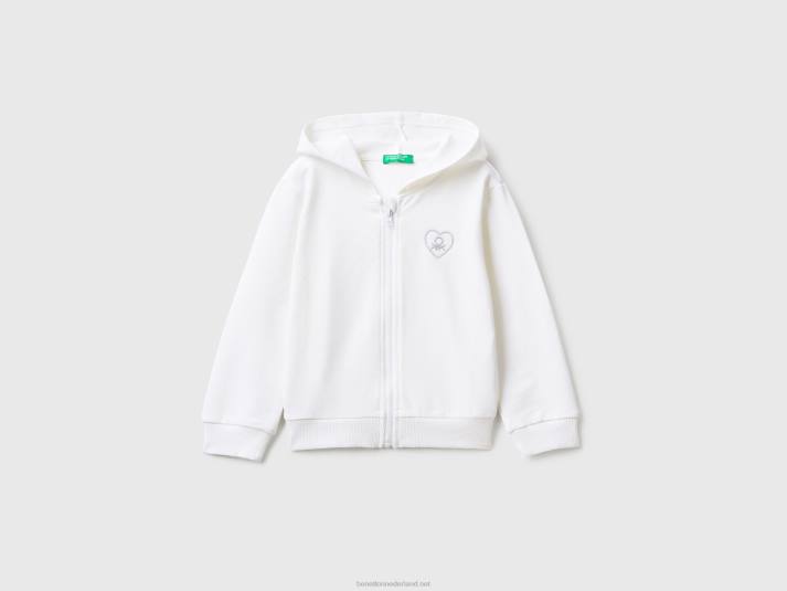 kinderen Benetton hoodie met ritssluiting wit 4R622929