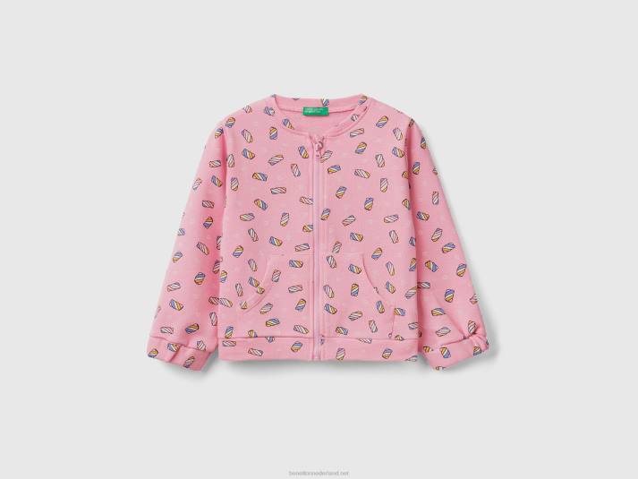 kinderen Benetton sweatshirt met motief en ritssluiting roze 4R625638