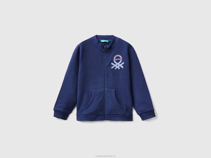 kinderen Benetton sweatshirt met ritssluiting van biologisch katoen donkerblauw 4R625641