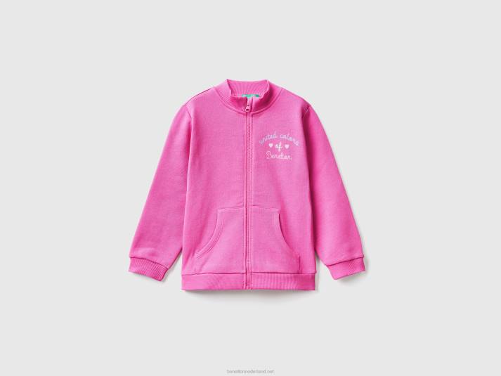 kinderen Benetton sweatshirt met ritssluiting van biologisch katoen fuchsia 4R625627