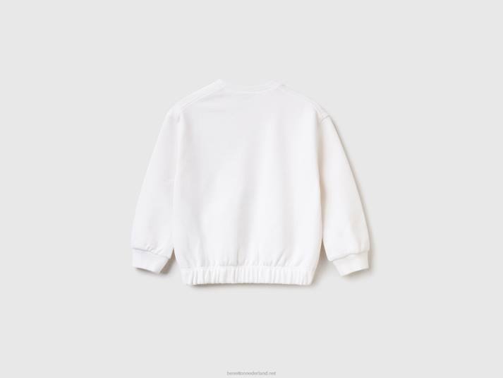 kinderen Benetton sweatshirt met ronde hals en pinda's wit 4R622915