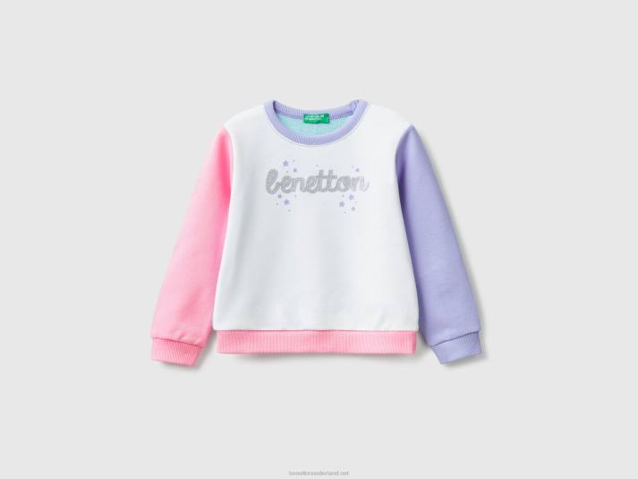 kinderen Benetton sweatshirt van biologisch katoen met glitterprint veelkleurig 4R625630
