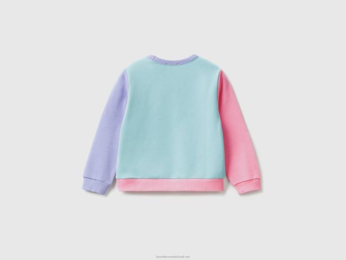 kinderen Benetton sweatshirt van biologisch katoen met glitterprint veelkleurig 4R625630