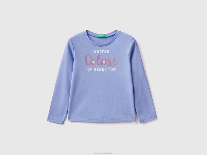 kinderen Benetton T-shirt met lange mouwen en glitterprint maagdenpalm 4R625604
