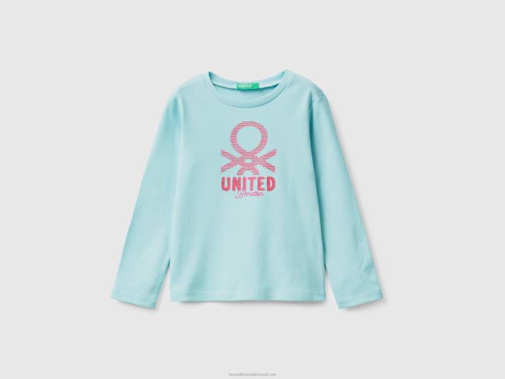 kinderen Benetton T-shirt met lange mouwen en glitterprint water 4R625580