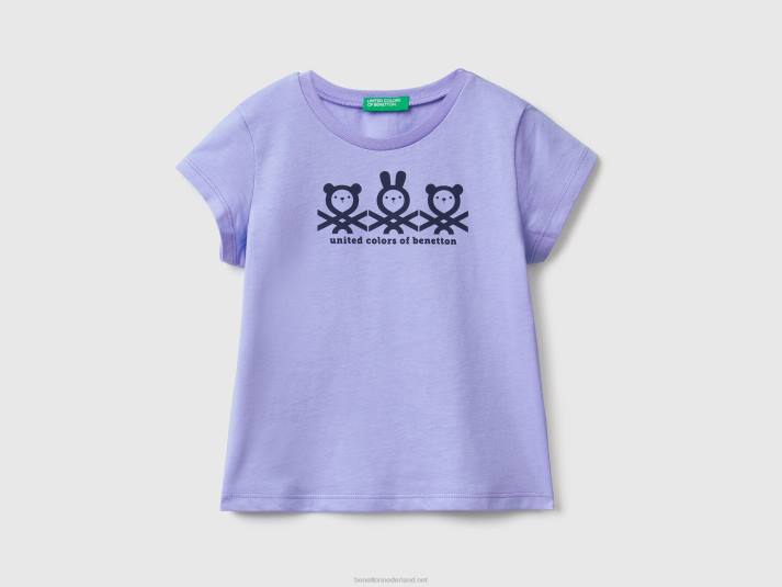 kinderen Benetton T-shirt van 100% katoen met logo maagdenpalm 4R622879