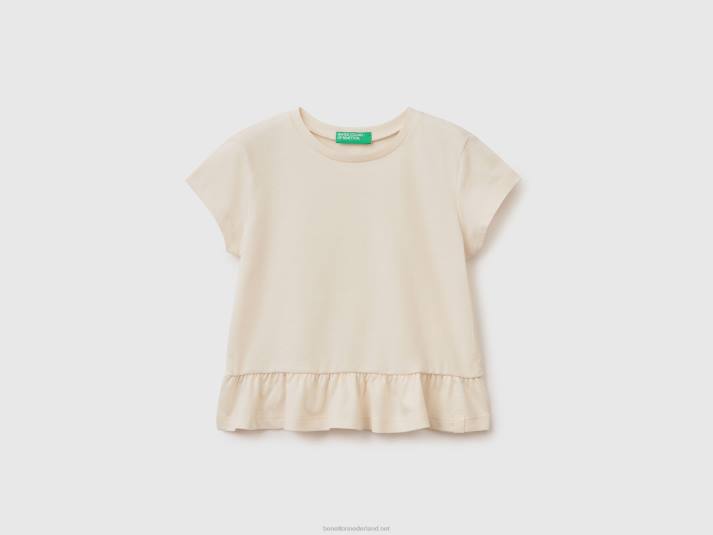 kinderen Benetton T-shirt van gerecyclede stof met ruches romig wit 4R625554