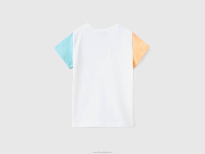 kinderen Benetton Troetelbeertjes T-shirt met kleurvlakken wit 4R622854
