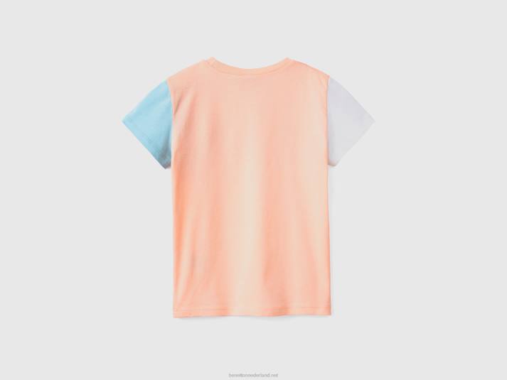 kinderen Benetton Troetelbeertjes T-shirt met kleurvlakken zacht roze 4R622887